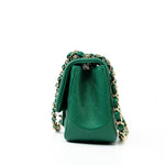 CHANEL Handbag 18S Emerald Green Caviar Quilted Mini Square Light Gold Hardware - Redeluxe