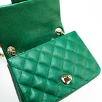 CHANEL Handbag 18S Emerald Green Caviar Quilted Mini Square Light Gold Hardware - Redeluxe