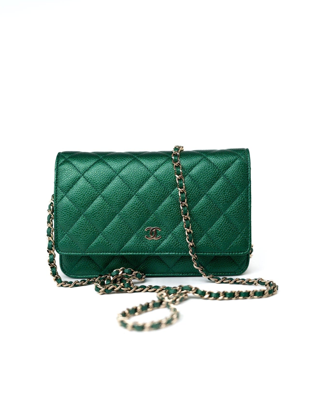 CHANEL Handbag 18S Emerald Green Caviar Quilted Wallet on Chain (WOC) - Redeluxe