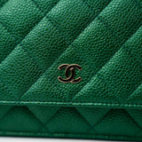 CHANEL Handbag 18S Emerald Green Caviar Quilted Wallet on Chain (WOC) - Redeluxe