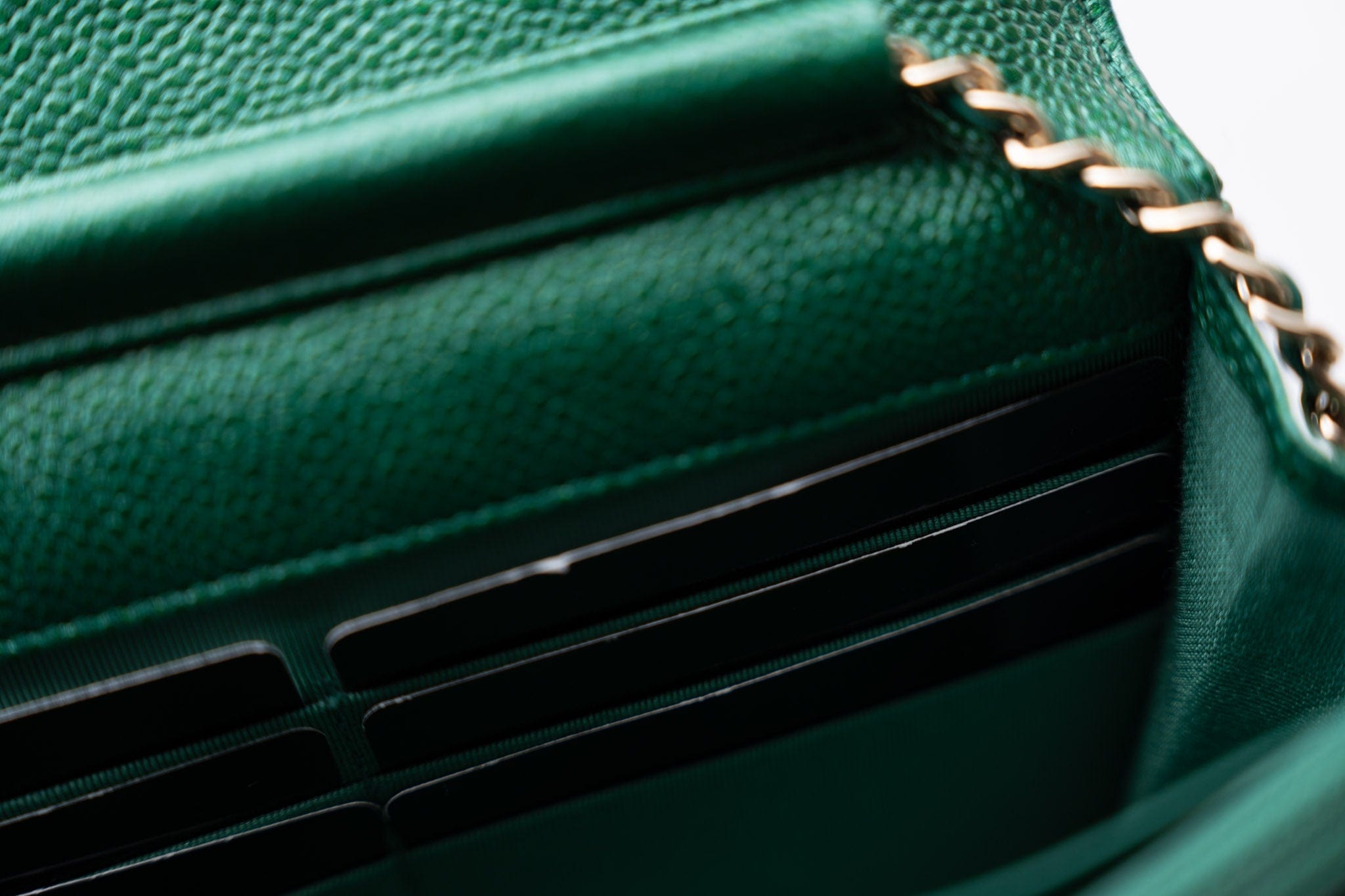 CHANEL Handbag 18S Emerald Green Caviar Quilted Wallet on Chain (WOC) - Redeluxe