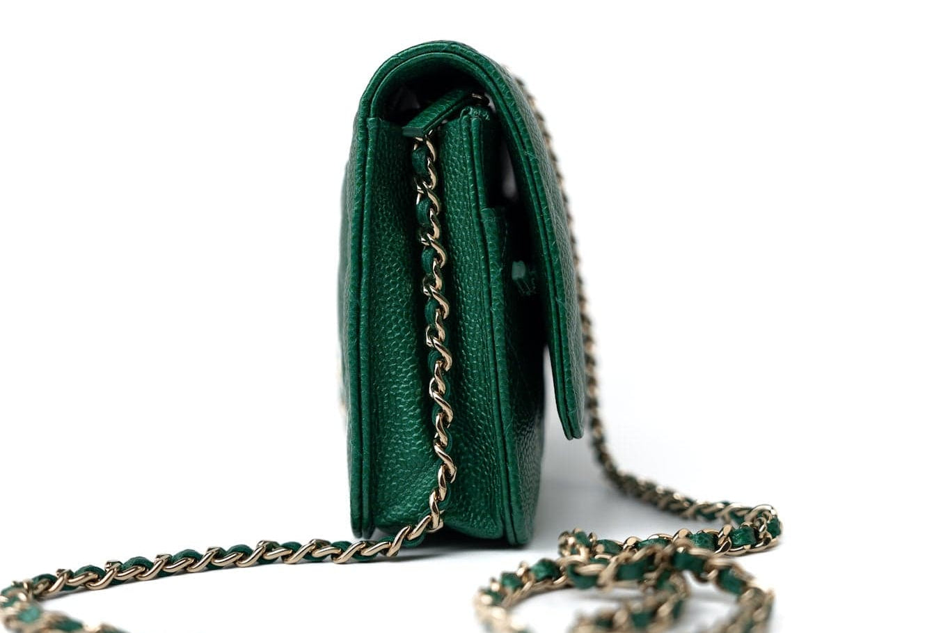 CHANEL Handbag 18S Emerald Green Caviar Quilted Wallet on Chain (WOC) - Redeluxe