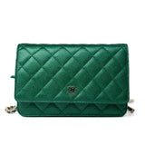 CHANEL Handbag 18S Emerald Green Caviar Quilted Wallet on Chain (WOC) - Redeluxe