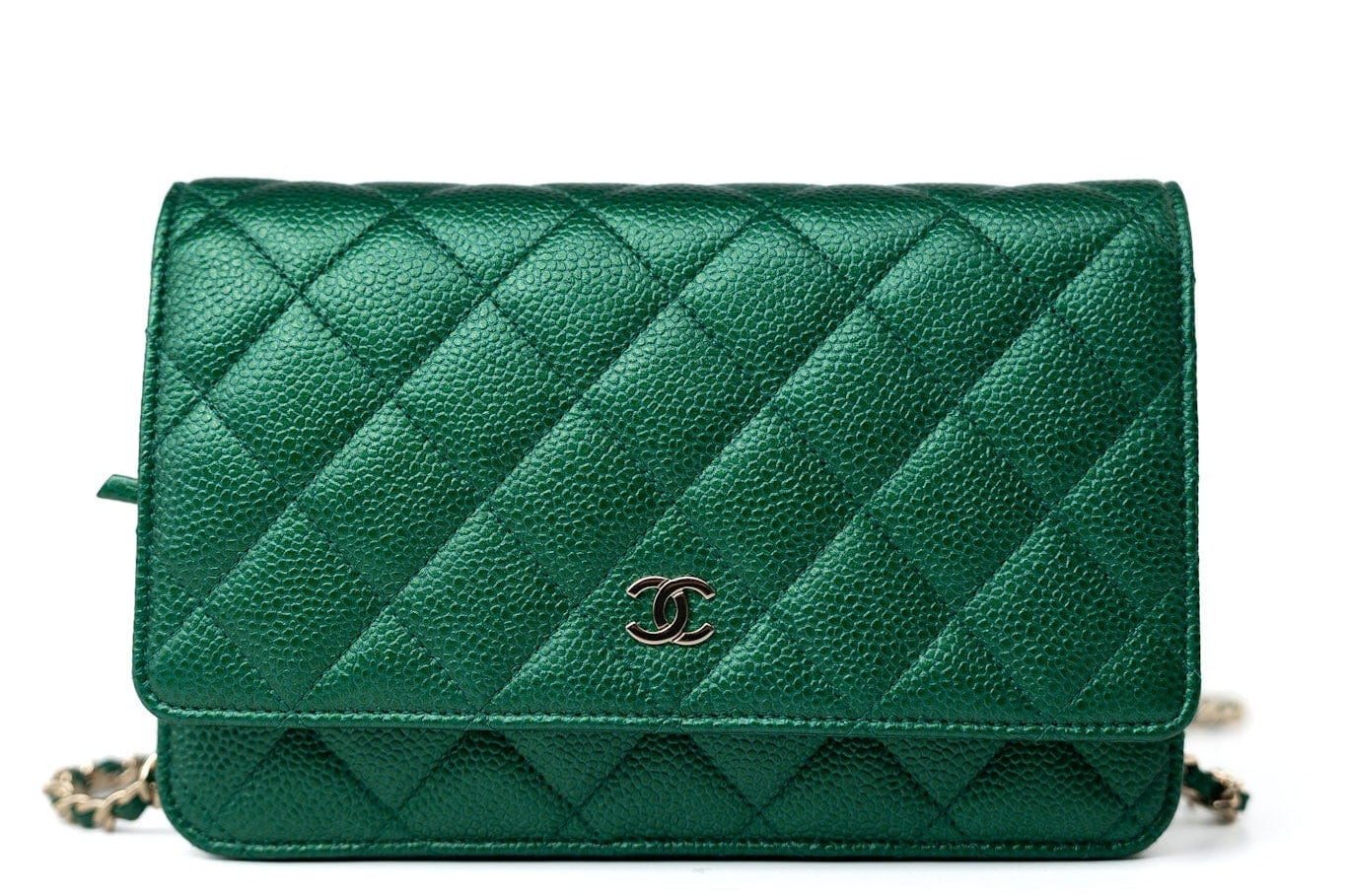 CHANEL Handbag 18S Emerald Green Caviar Quilted Wallet on Chain (WOC) - Redeluxe