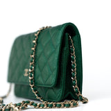 CHANEL Handbag 18S Emerald Green Caviar Quilted Wallet on Chain (WOC) - Redeluxe