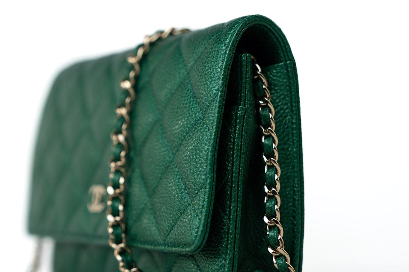 CHANEL Handbag 18S Emerald Green Caviar Quilted Wallet on Chain (WOC) - Redeluxe