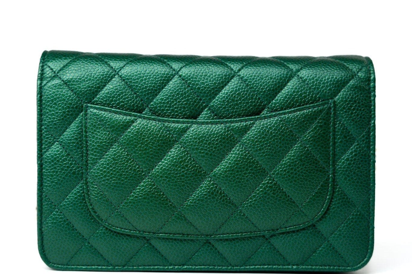 CHANEL Handbag 18S Emerald Green Caviar Quilted Wallet on Chain (WOC) - Redeluxe