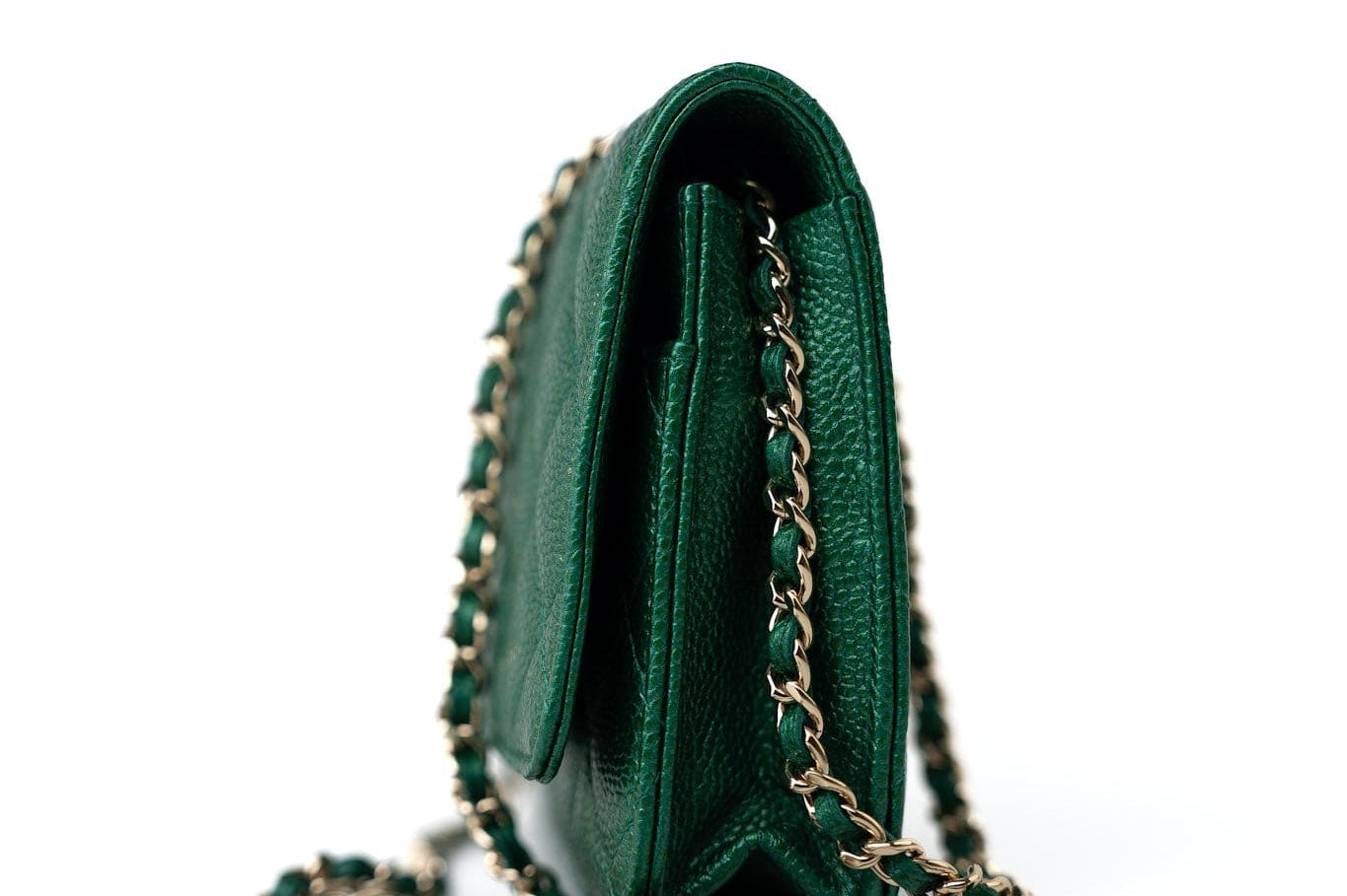 CHANEL Handbag 18S Emerald Green Caviar Quilted Wallet on Chain (WOC) - Redeluxe