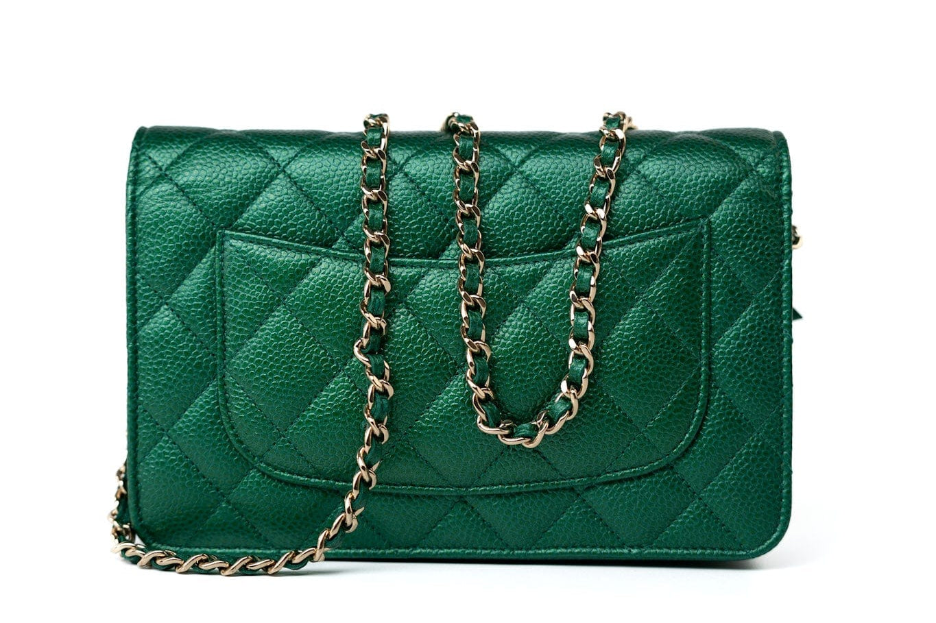 CHANEL Handbag 18S Emerald Green Caviar Quilted Wallet on Chain (WOC) - Redeluxe