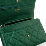 CHANEL Handbag 18S Emerald Green Caviar Quilted Wallet on Chain (WOC) - Redeluxe