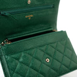 CHANEL Handbag 18S Emerald Green Caviar Quilted Wallet on Chain (WOC) - Redeluxe