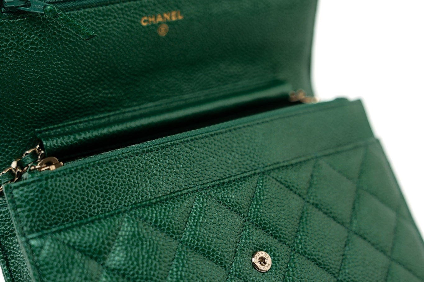 CHANEL Handbag 18S Emerald Green Caviar Quilted Wallet on Chain (WOC) - Redeluxe