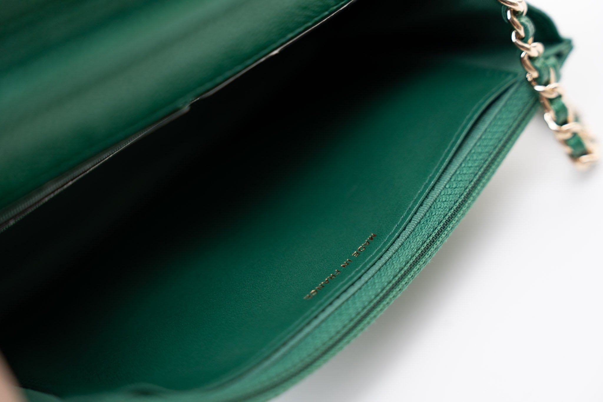 CHANEL Handbag 18S Emerald Green Caviar Quilted Wallet on Chain (WOC) - Redeluxe