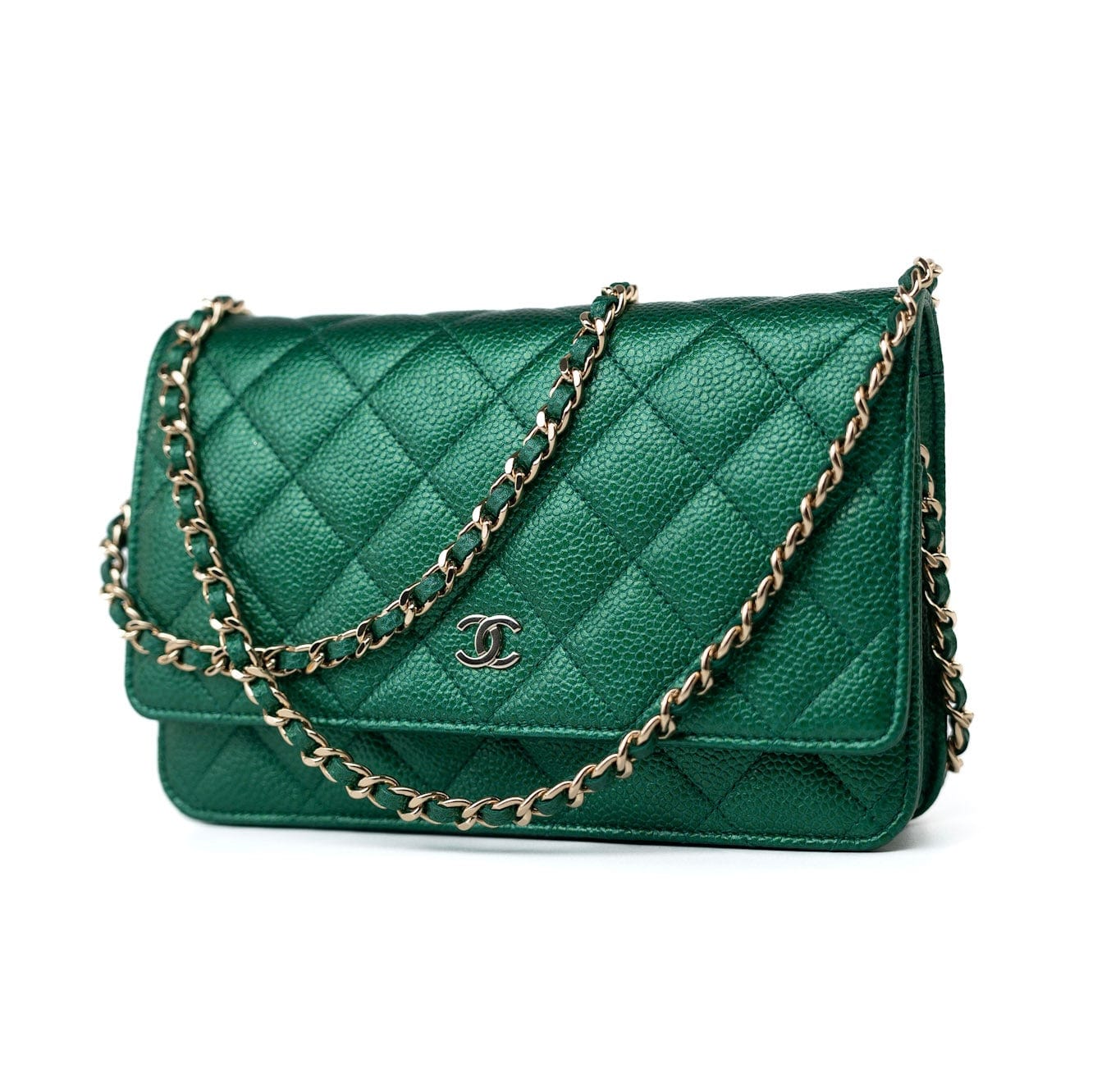 CHANEL Handbag 18S Emerald Green Caviar Quilted Wallet on Chain (WOC) - Redeluxe