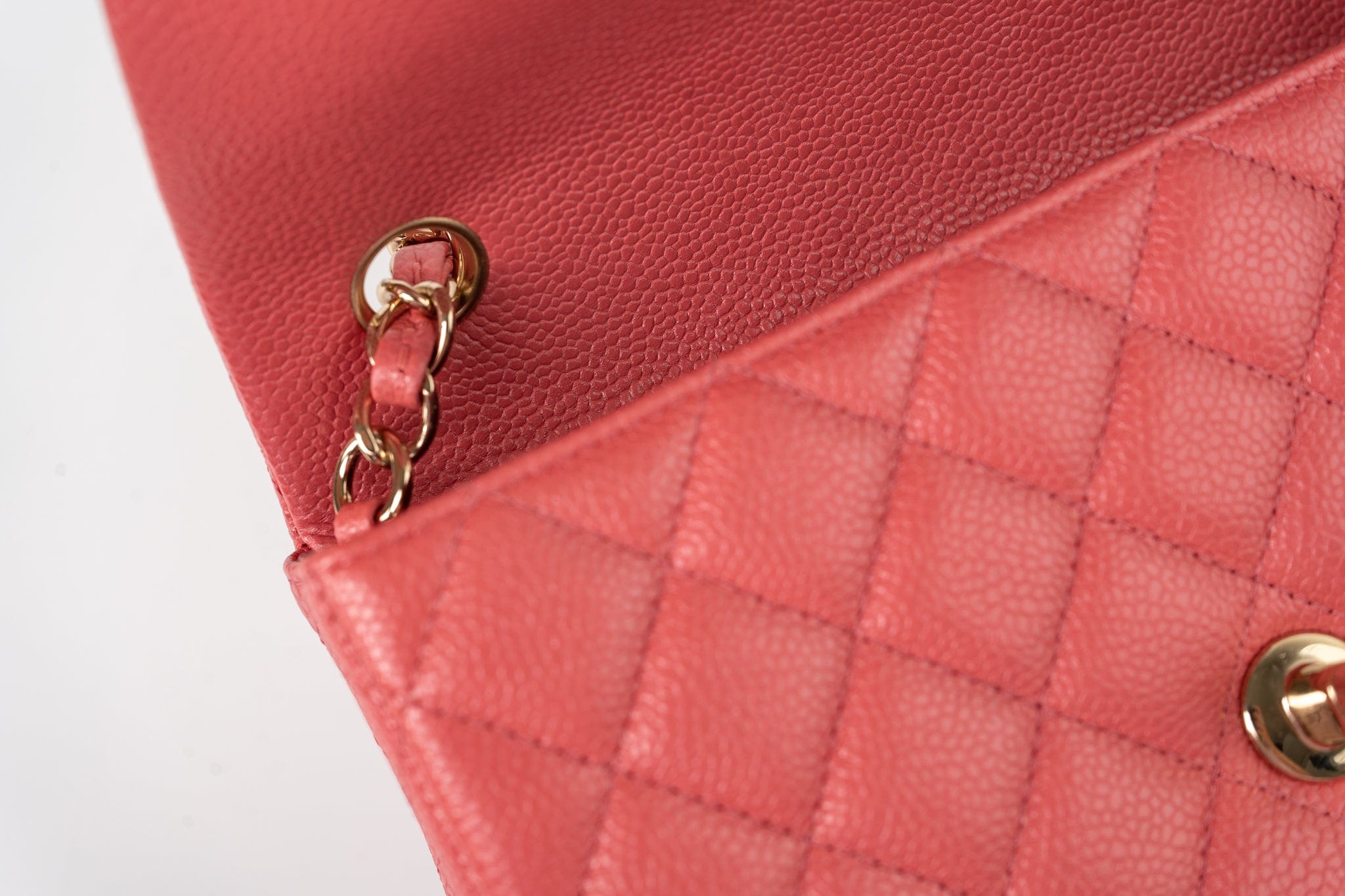 CHANEL Handbag 18S Pink Caviar Quilted Mini Rectangular Flap Light Gold Hardware - Redeluxe