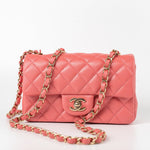 CHANEL Handbag 18S Pink Caviar Quilted Mini Rectangular Flap Light Gold Hardware - Redeluxe