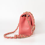 CHANEL Handbag 18S Pink Caviar Quilted Mini Rectangular Flap Light Gold Hardware - Redeluxe