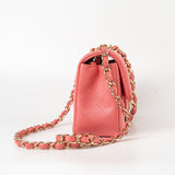 CHANEL Handbag 18S Pink Caviar Quilted Mini Rectangular Flap Light Gold Hardware - Redeluxe