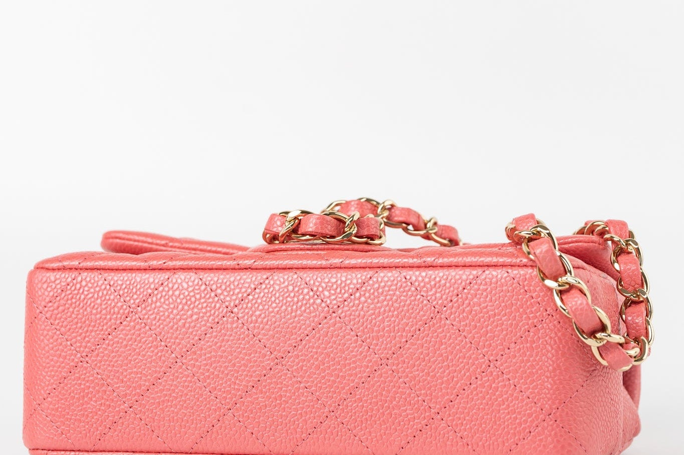 CHANEL Handbag 18S Pink Caviar Quilted Mini Rectangular Flap Light Gold Hardware - Redeluxe