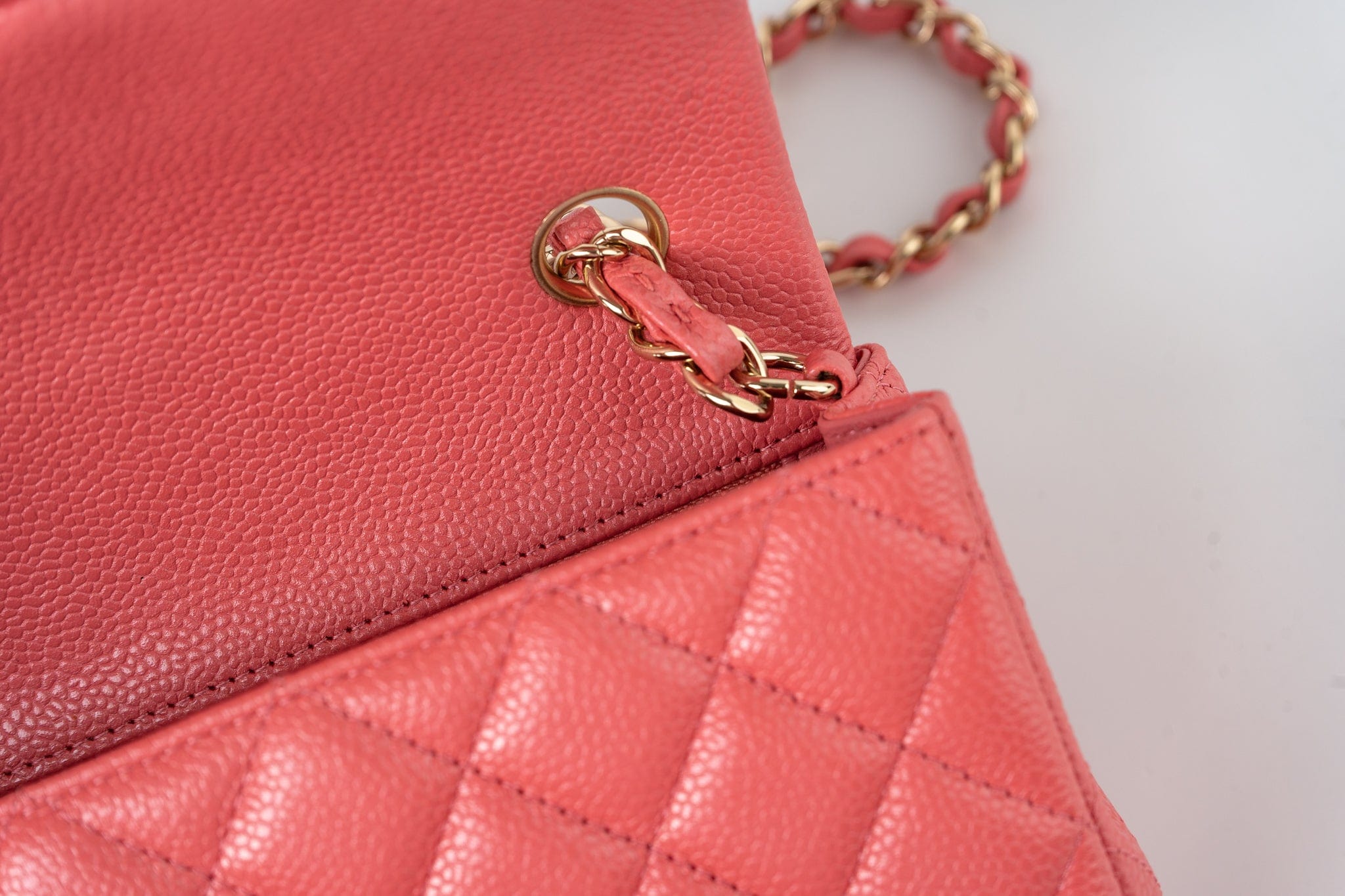 CHANEL Handbag 18S Pink Caviar Quilted Mini Rectangular Flap Light Gold Hardware - Redeluxe
