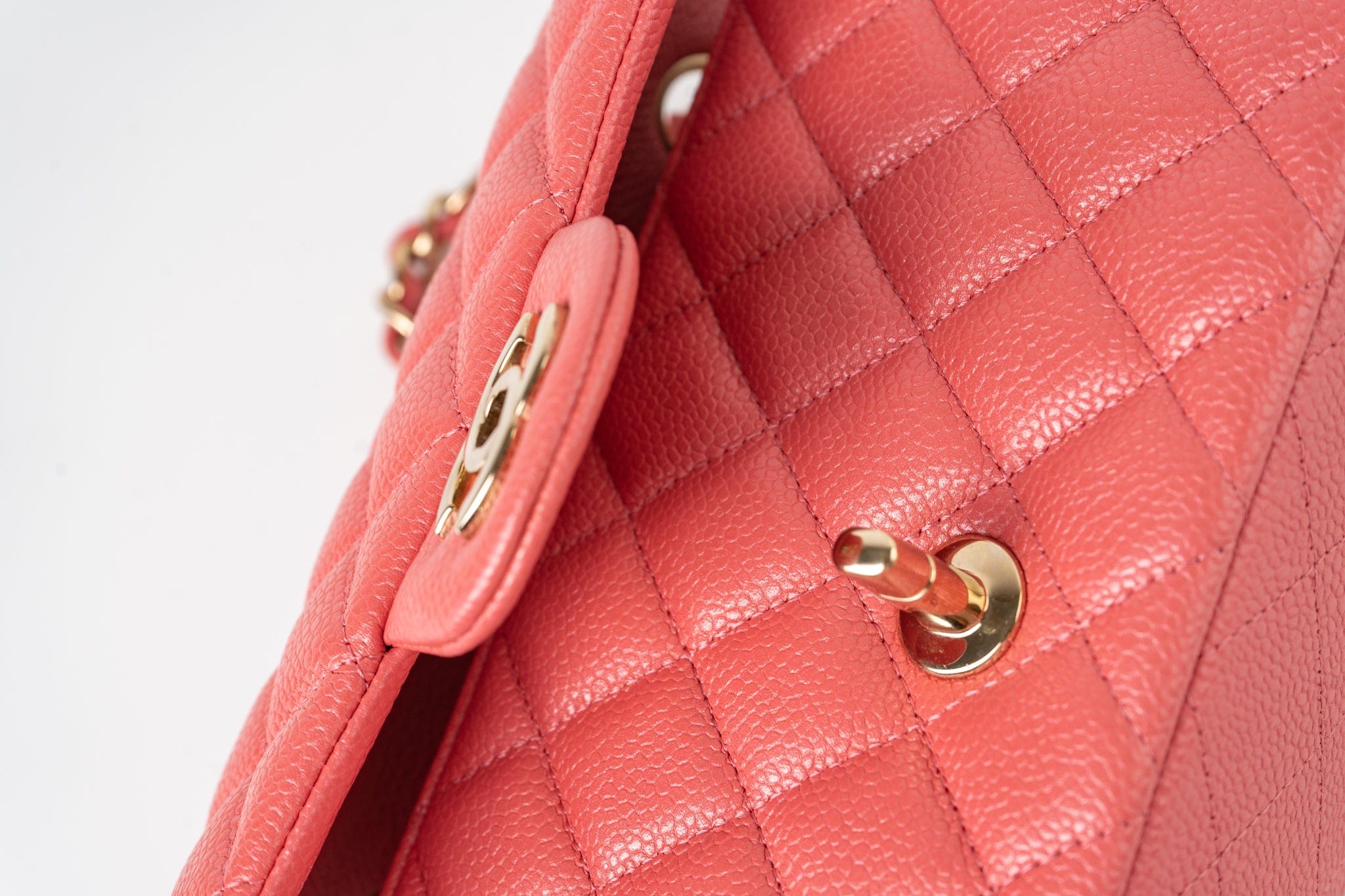 CHANEL Handbag 18S Pink Caviar Quilted Mini Rectangular Flap Light Gold Hardware - Redeluxe