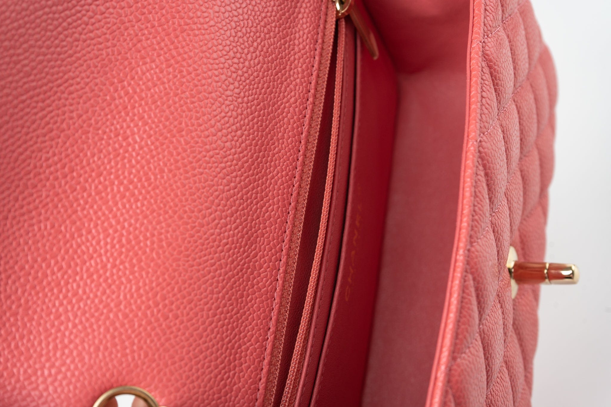 CHANEL Handbag 18S Pink Caviar Quilted Mini Rectangular Flap Light Gold Hardware - Redeluxe