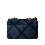 CHANEL Handbag 19 / Blue Denim Quilted 19 Flap Small Antique Gold Hardware - Redeluxe