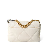 CHANEL Handbag 19 / White White Lambskin Quilted 19 Flap Small Mixed Hardware - Redeluxe