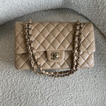 CHANEL Handbag 19B Dark Beige Caviar Quilted Classic Flap Medium LGHW - Redeluxe