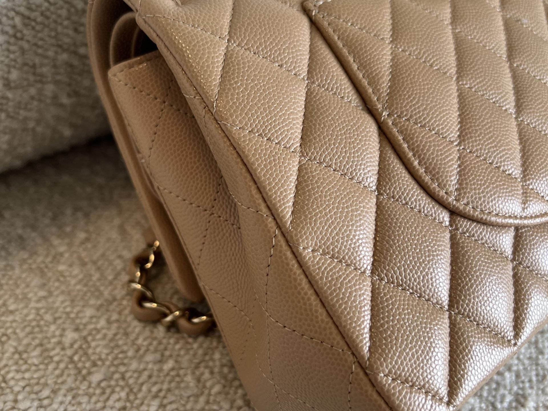 CHANEL Handbag 19B Dark Beige Caviar Quilted Classic Flap Medium LGHW - Redeluxe