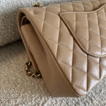 CHANEL Handbag 19B Dark Beige Caviar Quilted Classic Flap Medium LGHW - Redeluxe