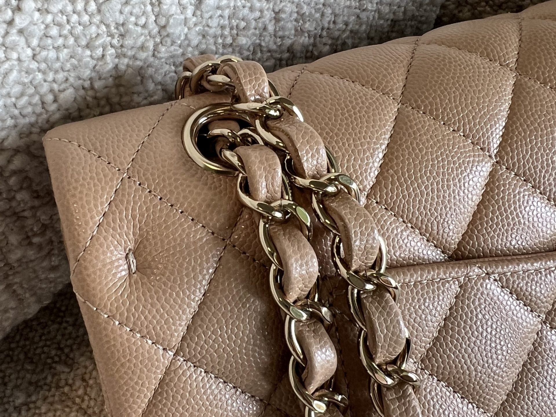 CHANEL Handbag 19B Dark Beige Caviar Quilted Classic Flap Medium LGHW - Redeluxe