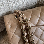 CHANEL Handbag 19B Dark Beige Caviar Quilted Classic Flap Medium LGHW - Redeluxe