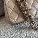 CHANEL Handbag 19B Dark Beige Caviar Quilted Classic Flap Medium LGHW - Redeluxe