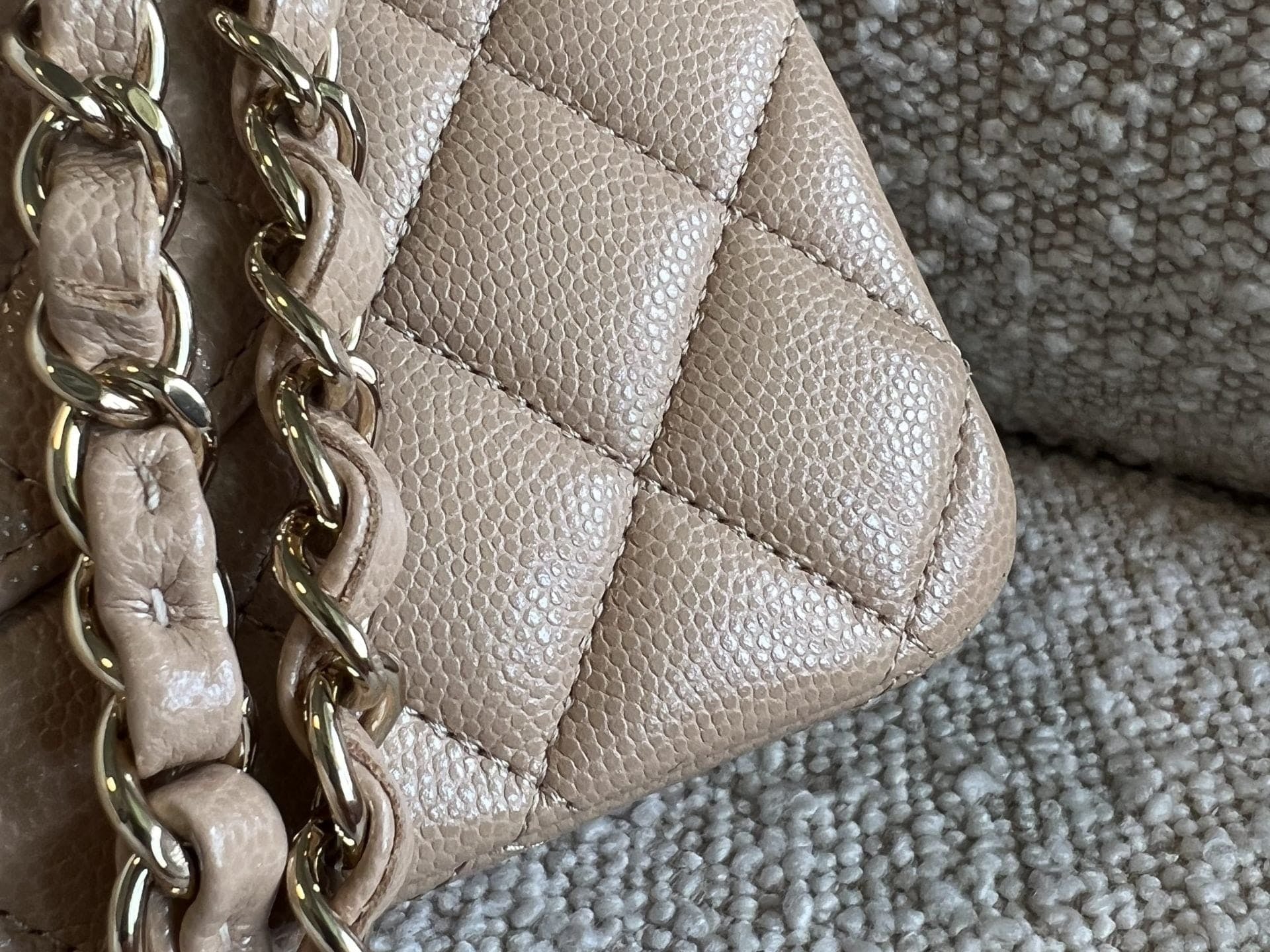 CHANEL Handbag 19B Dark Beige Caviar Quilted Classic Flap Medium LGHW - Redeluxe