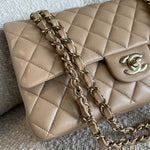 CHANEL Handbag 19B Dark Beige Caviar Quilted Classic Flap Medium LGHW - Redeluxe