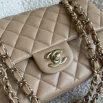 CHANEL Handbag 19B Dark Beige Caviar Quilted Classic Flap Medium LGHW - Redeluxe