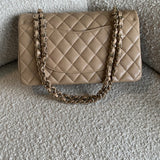 CHANEL Handbag 19B Dark Beige Caviar Quilted Classic Flap Medium LGHW - Redeluxe