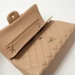CHANEL Handbag 19B Dark Beige Caviar Quilted Classic Flap Medium LGHW - Redeluxe