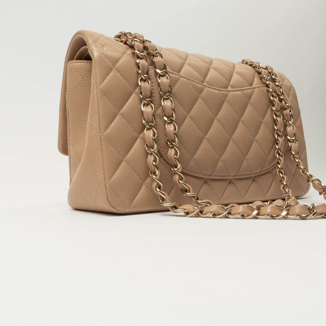 CHANEL Handbag 19B Dark Beige Caviar Quilted Classic Flap Medium LGHW - Redeluxe