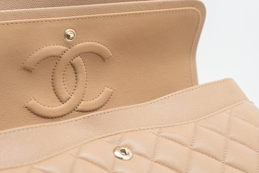 CHANEL Handbag 19B Dark Beige Caviar Quilted Classic Flap Medium LGHW - Redeluxe