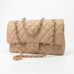 CHANEL Handbag 19B Dark Beige Caviar Quilted Classic Flap Medium LGHW - Redeluxe