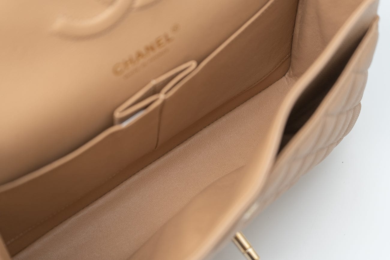 CHANEL Handbag 19B Dark Beige Caviar Quilted Classic Flap Medium LGHW - Redeluxe