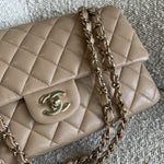 CHANEL Handbag 19B Dark Beige Caviar Quilted Classic Flap Medium LGHW - Redeluxe
