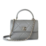 CHANEL Handbag 19B Grey Lambskin Quilted Trendy CC Light Gold Hardware - Redeluxe