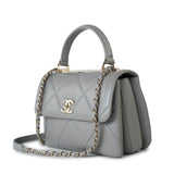 CHANEL Handbag 19B Grey Lambskin Quilted Trendy CC Light Gold Hardware - Redeluxe