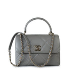 CHANEL Handbag 19B Grey Lambskin Quilted Trendy CC Light Gold Hardware - Redeluxe