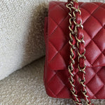 CHANEL Handbag 19B Red Caviar Quilted Classic Flap Medium SHW - Redeluxe