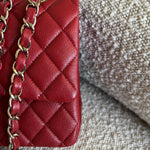 CHANEL Handbag 19B Red Caviar Quilted Classic Flap Medium SHW - Redeluxe