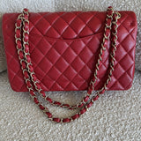 CHANEL Handbag 19B Red Caviar Quilted Classic Flap Medium SHW - Redeluxe